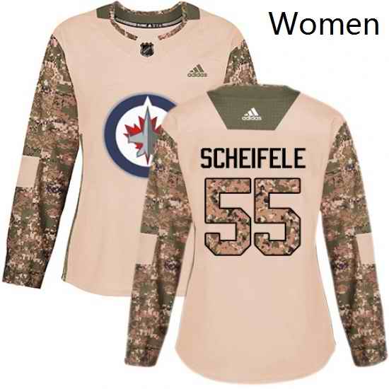 Womens Adidas Winnipeg Jets 55 Mark Scheifele Authentic Camo Veterans Day Practice NHL Jersey
